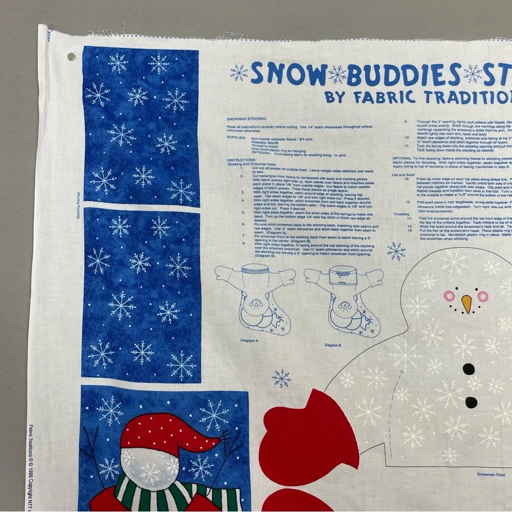 Vintage Cut and Sew Christmas Stocking 3-D Snowman Snow Buddies Kid Project #K23